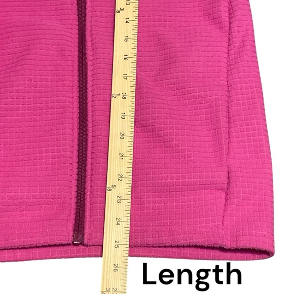 Lands' End Fleece Jacket. Front pockets, contrasting burgundy colored zipper. - Picture 5 of 9